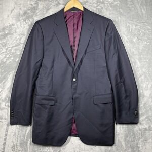 Trussini Blazer Mens 54 Navy Blue Made in Italy Wool Lana Super 100s Coat Jacket